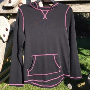 NWT Soft Black hoodie with pink trim